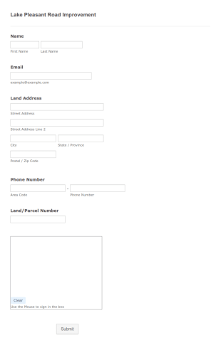 Lake Pleasant Road Improvement Form Template