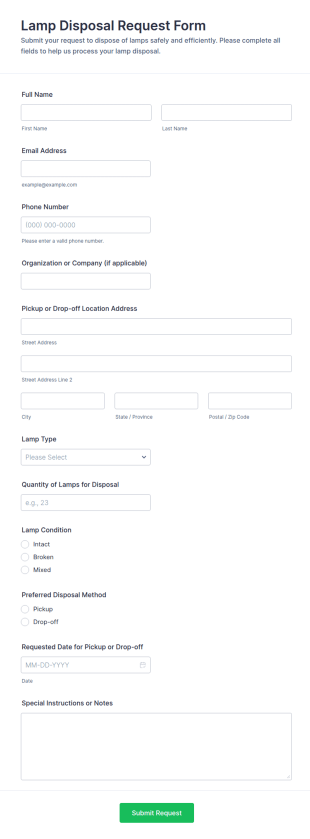 Lamp Disposal Request Form Template