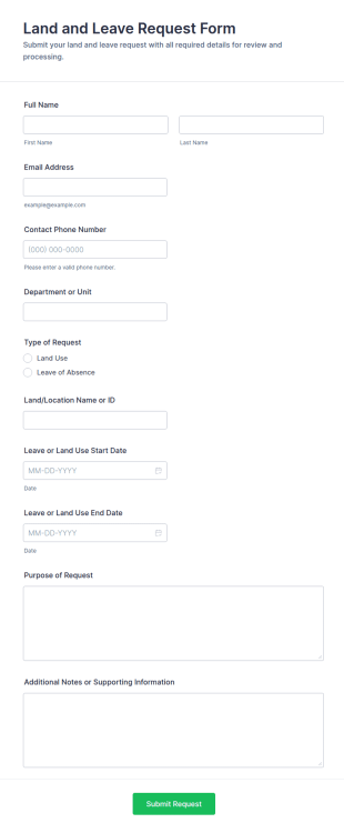 Land And Leave Request Form Template