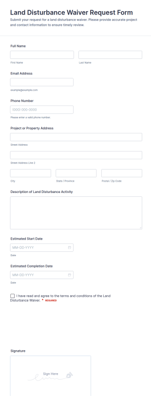 Land Disturbance Waiver Request Form Template