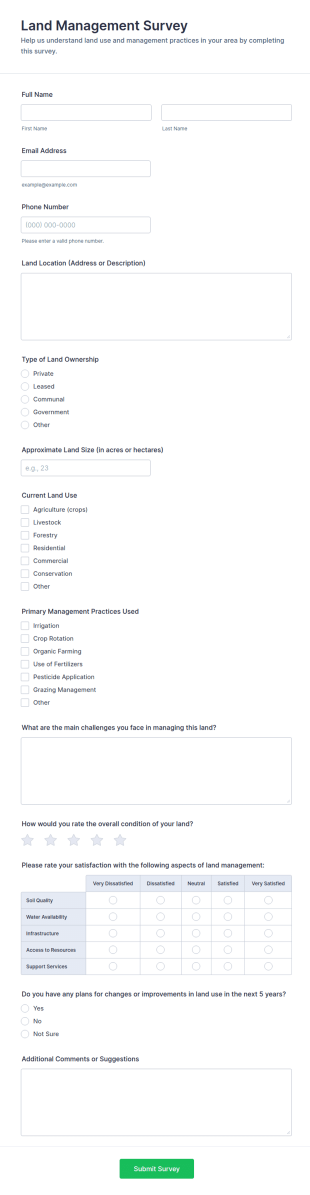 Land Management Survey Form Template