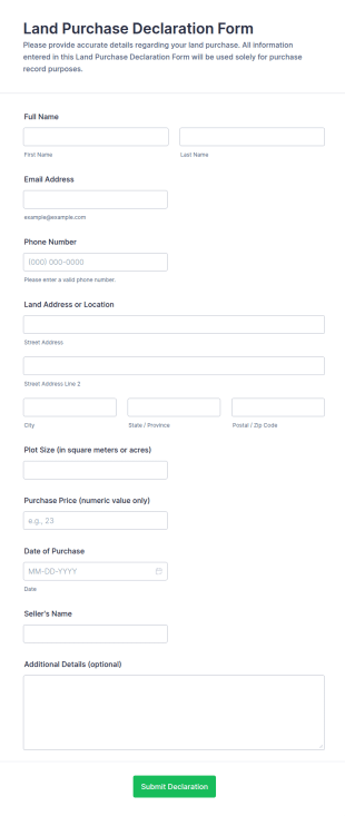 Land Purchase Declaration Form Template