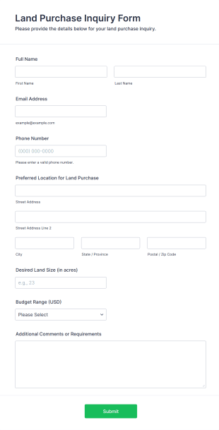 Land Purchase Inquiry Form Template