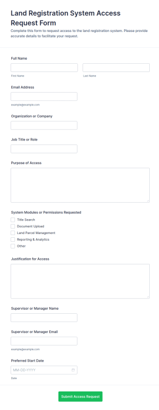 Land Registration System Access Request Form Template