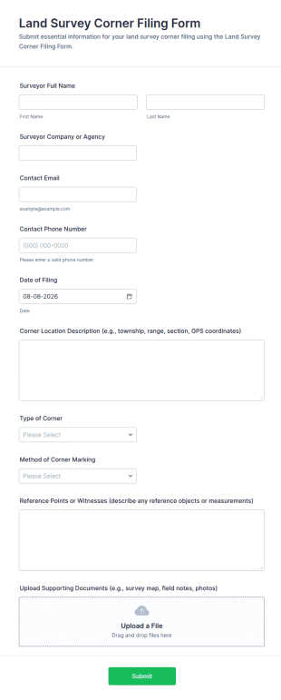 Land Survey Corner Filing Form Template