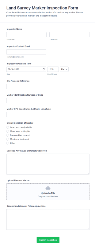 Land Survey Marker Inspection Form Template