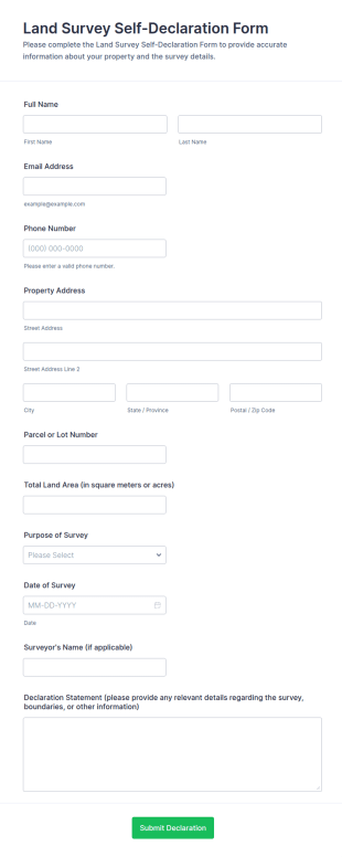 Land Survey Self Declaration Form Template