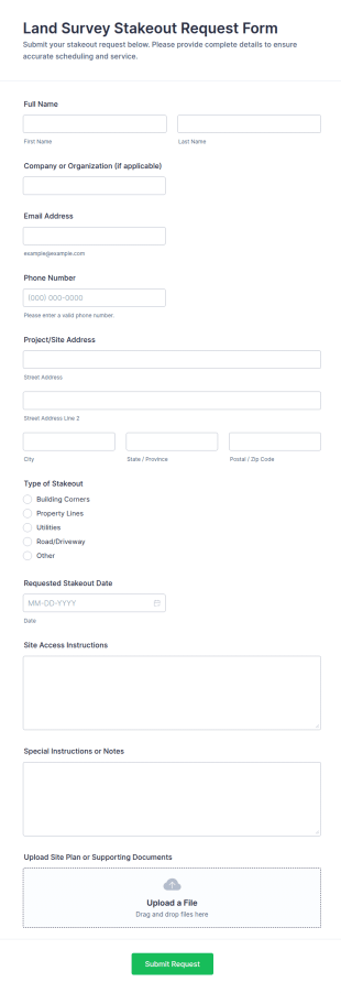 Land Survey Stakeout Request Form Template