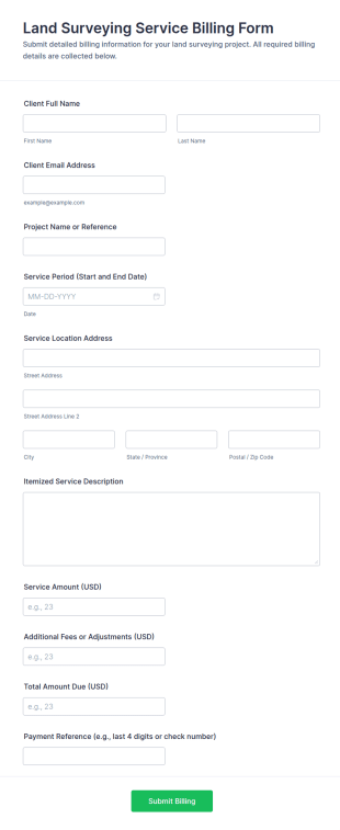 Land Surveying Service Billing Form Template
