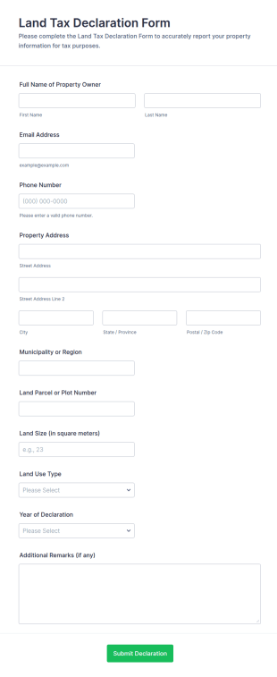 Land Tax Declaration Form Template