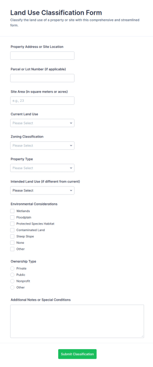 Land Use Classification Form Template