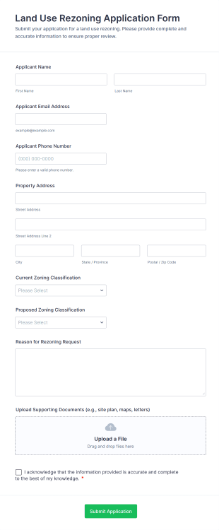 Land Use Rezoning Application Form Template