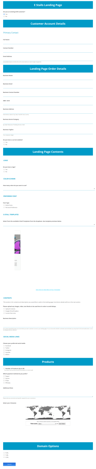 Landing Page Build Request Form Template
