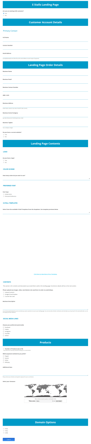 Landing Page Build Request Form Template