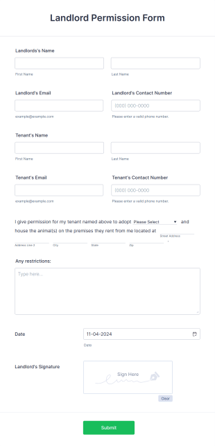 Landlord Permission Form Template