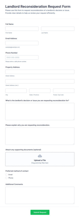 Landlord Reconsideration Request Form Template