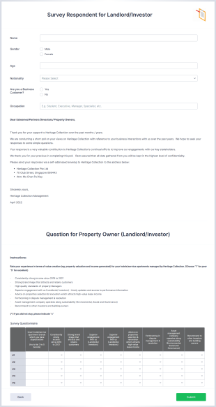 Landlord Survey Form Template