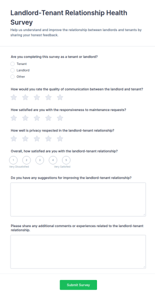 Landlord Tenant Relationship Health Survey Form Template