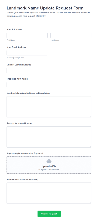 Landmark Name Update Request Form Template