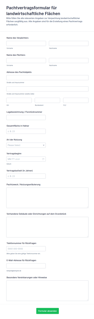 Landpachtvertrag Formular 🌱