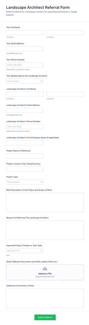 Landscape Architect Referral Form Template