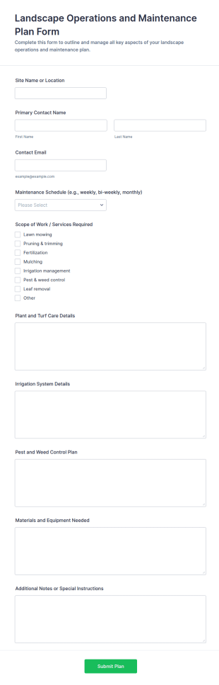 Landscape Operations And Maintenance Plan Form Template