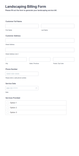 Landscaping Billing Form Template