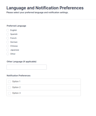 Language And Notification Preferences Form Template