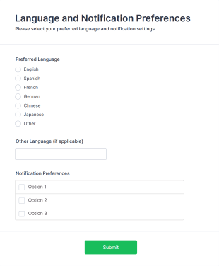 Language And Notification Preferences Form Template