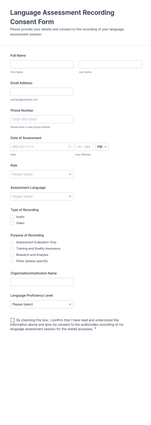 Language Assessment Recording Consent Form Template