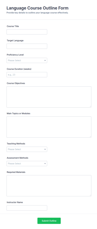 Language Course Outline Form Template