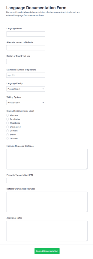 Language Documentation Form Template