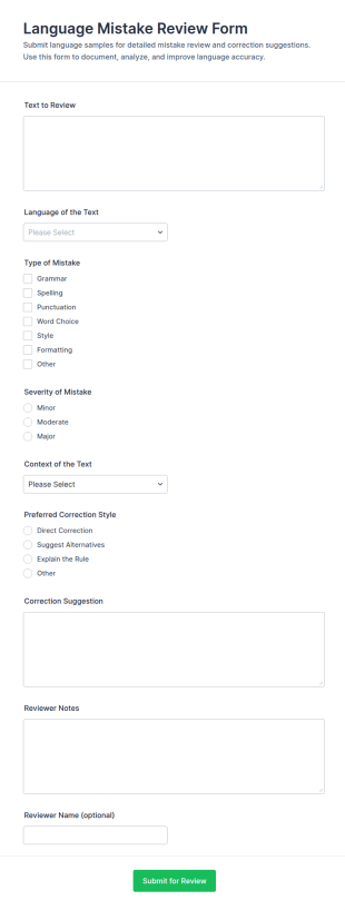 Language Mistake Review Form Template