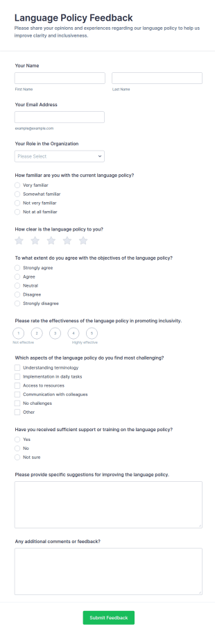Language Policy Feedback Form Template