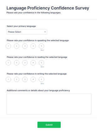 Language Proficiency Confidence Survey Form Template