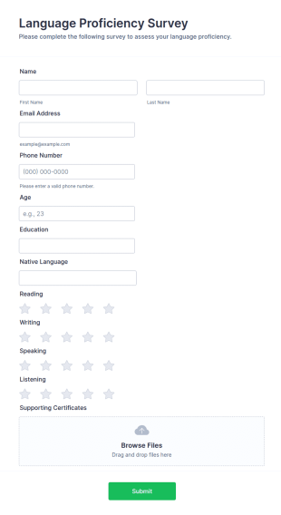 Language Proficiency Survey AI Agent Template | Jotform