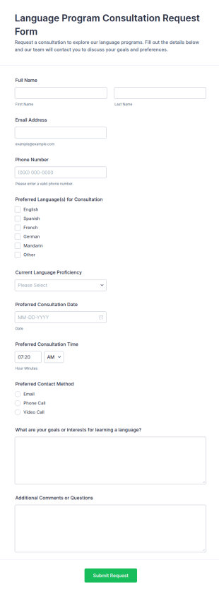 Language Program Consultation Request Form Template