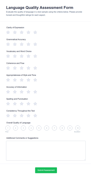 Language Quality Assessment Questionnaire Form Template