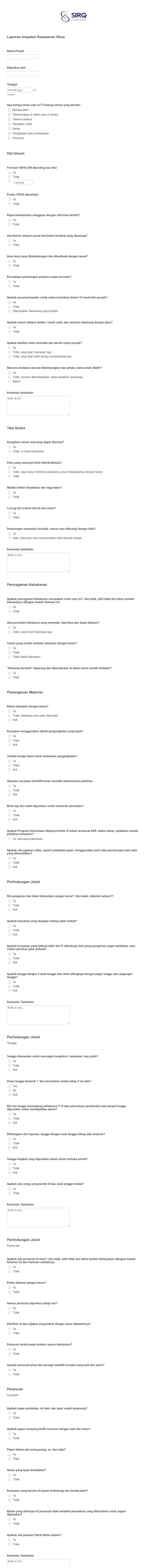 Laporan Inspeksi Keamanan Situs