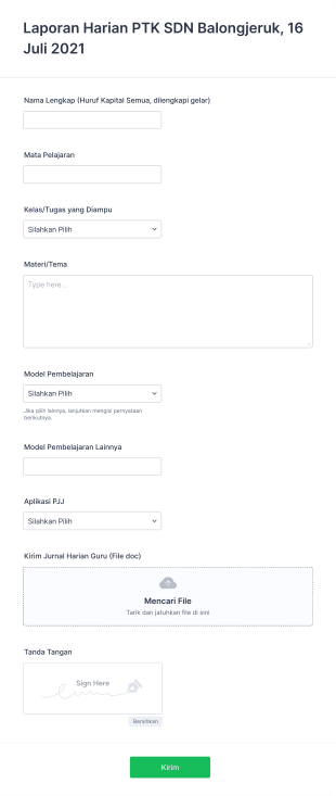 Laporan Jurnal Harian Guru