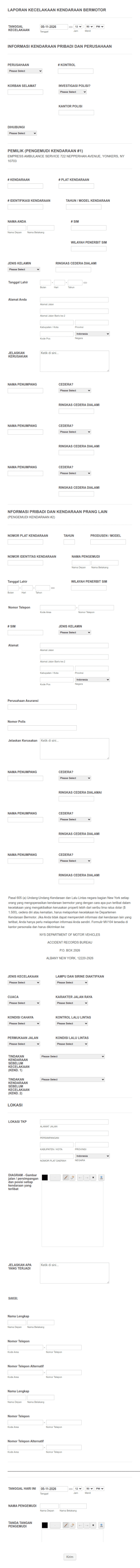 Laporan Kecelakaan Kendaraan Bermotor