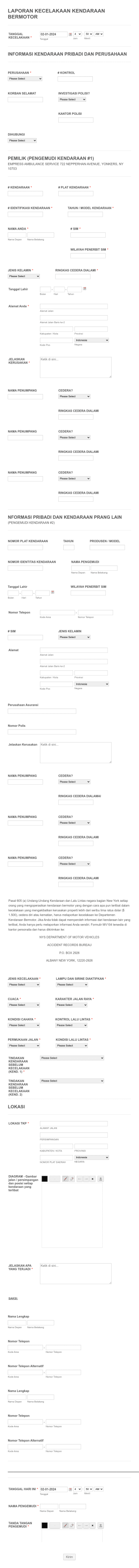 Laporan Kecelakaan Kendaraan Bermotor Form Template