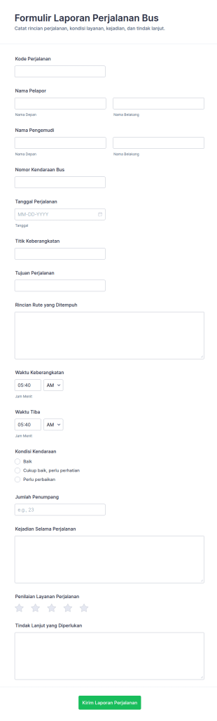 Laporan Perjalanan Bus Form