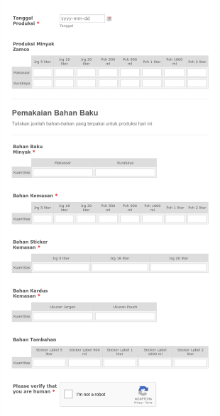 Laporan Produksi Form Template