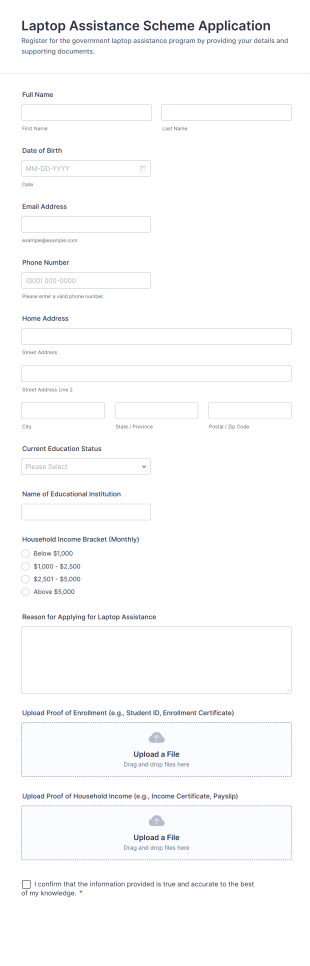 Laptop Assistance Scheme Application Form Template