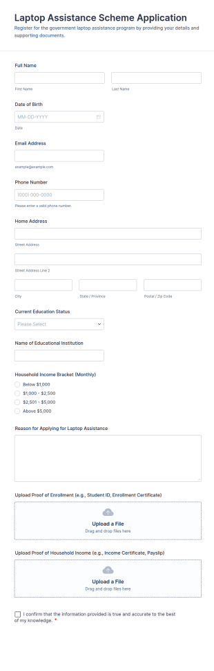 Laptop Assistance Scheme Application Form Template