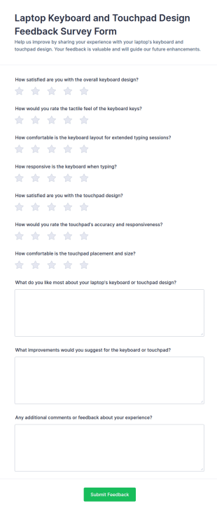 Laptop Keyboard And Touchpad Design Feedback Form Template