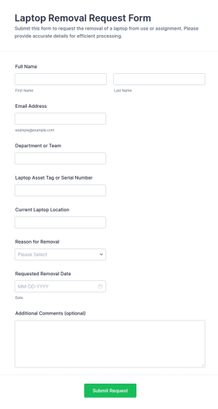 Laptop Removal Request Form Template