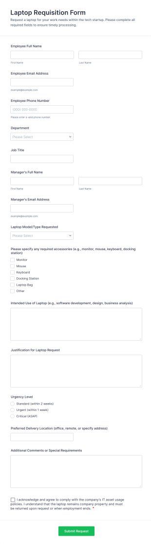 Laptop Requisition Form Template