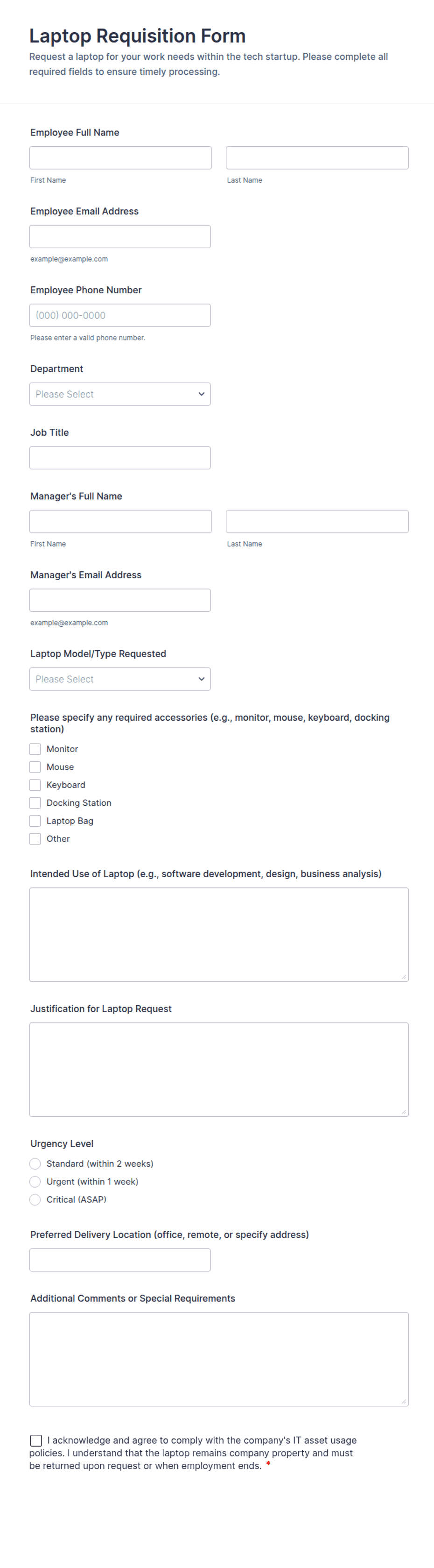 Computer Accessories Form Laptop Requisition Form Template | Jotform